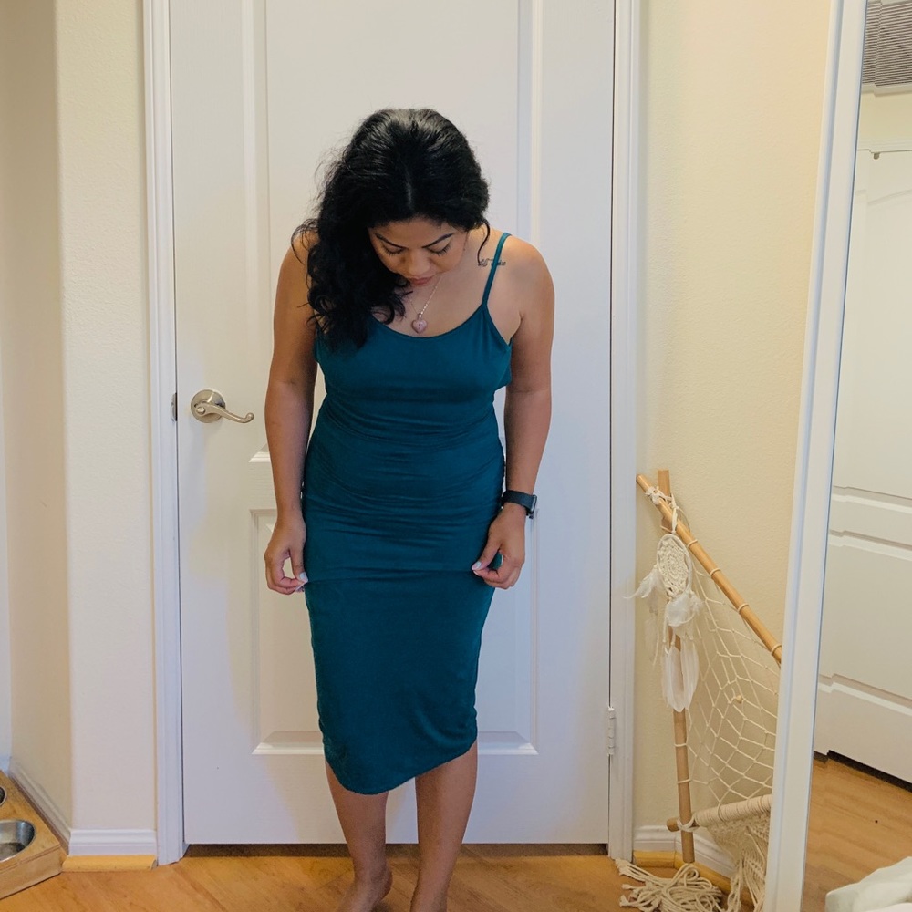 Suede teal dress